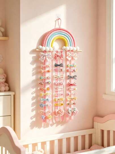 1pc Cloud Rainbow Hanging Decor, Handmade Woven Lace Wall Decoration, Woven Hanging Ornament, Home Rainbow Decor, Cotton Rope Room Wall Decoration