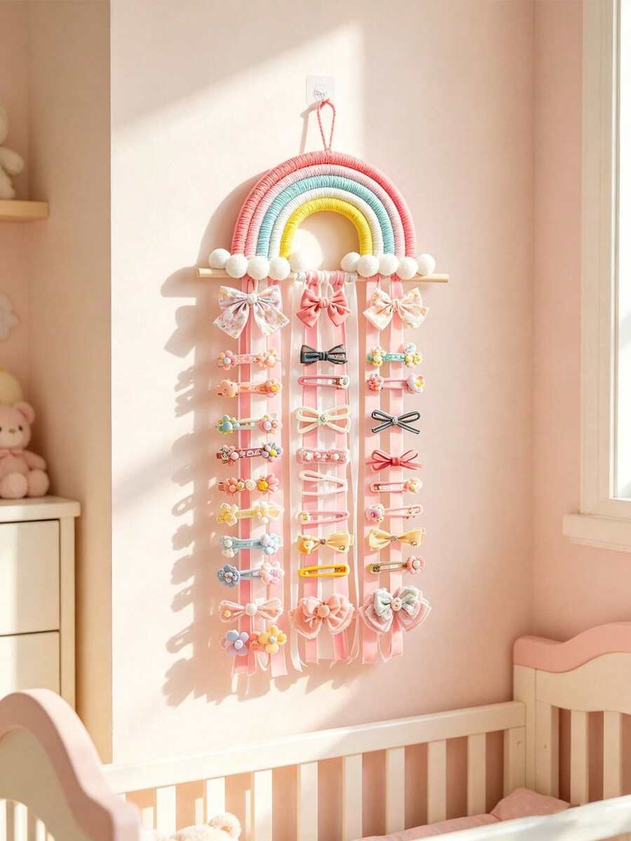 1pc Cloud Rainbow Hanging Decor, Handmade Woven Lace Wall Decoration, Woven Hanging Ornament, Home Rainbow Decor, Cotton Rope Room Wall Decoration - Multicolor - View 1