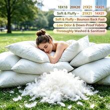 CLSUPER Premium White Goose Down & Down Pillow Insert, 100% Pure Cotton Washable Pillowcase, Ultra Fluffy Soft Breathable Full Cushion Core, Rectangular Decorative Pillow Filler, Suitable For Bed, Sofa, Bench - White - View 10