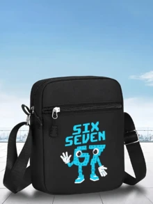 1件/2件 藍色「SIX SEVEN 67」數字圖案設計印花中性彎簷棒球帽與斜跨包，街頭時尚戶外運動棒球帽彎簷帽與包，可調節，適合日常穿著與禮物 - SIX SEVEN 67 - 查看 17