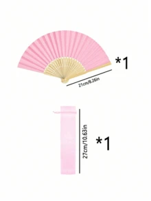 3-60件組優雅折疊手搖扇套組，含感謝卡與禮品袋，竹製手搖扇，適合新娘使用，適合作為伴娘禮物與婚禮裝飾，完美適用於派對、活動與夏季配件 - 粉紅色 - 查看 10