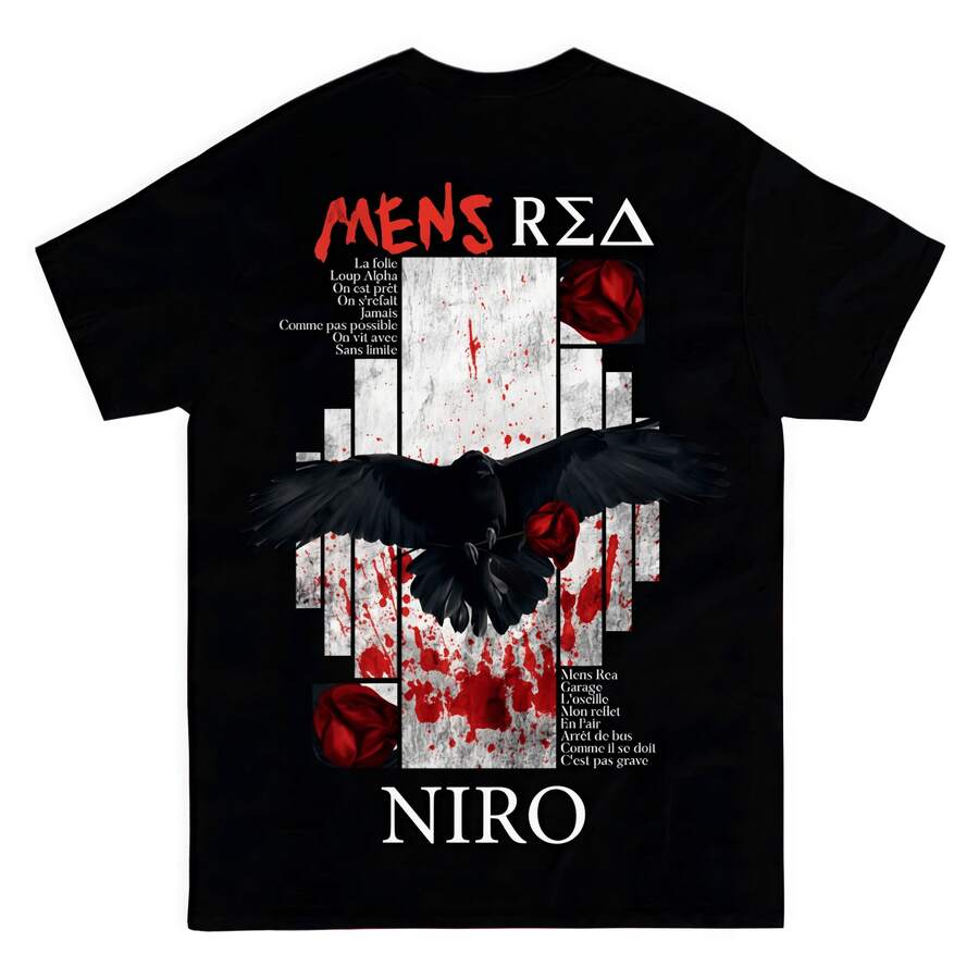 Camiseta gráfica de hip-hop del rapero Niro 2025 para hombre, estilo gótico hip-hop, manga corta, algodón vintage, ropa urbana para fans, modelo unisex. - Negro - Ver 1
