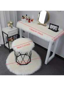 1pc Luxury White Faux Fur Vanity Desk Mat, Nordic Style White Fluffy Round Floor Mat, Ins Style White Furry Chair Pad, Decorative Carpet, Bedroom Decor, Small Rug, Carpet, Home Decor, Living Room Rug, Living Room Small Rug, Bedroom Rug, Living Room Home Decor, Outdoor Rug, Washable Rug, Plush Rug, Furry Rug, Autumn/Winter Rug, Thick/Fluffy - White - View 17