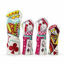 Embroidered Golf Club Headcover - Synthetic Material, Colorful Playing Card Design, Protective Fashion Accessory, Golf Club | Fashion Headcover | Colorful Embroidery - C - View 2