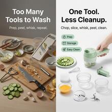 4 In 1 Handheld Electric Vegetable Cutter Set, Wireless Mini Food Processor With Cleaning Brush & Whisk, Portable Green Garlic Chopper & Meat Grinder For Onion Chili Ginger,Garlic Press,Meat Grinder,Vegetable Cutter,Food Chopper,Electric Slicer - Multicolor - View 5
