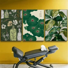 1件北歐極簡綠色植物藝術抽象海報印刷帆布牆飾，適用客廳居家裝飾，無框 - 多色 - 查看 8