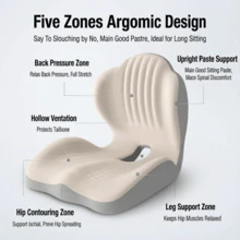 1pc Ergonomic Memory Foam Seat Cushion | Lumbar And Back Support, Suitable For Office, Chair, Car Seat, Relieves Back Pain, Reduces Pressure, Perfect Gift For Parents And Friends, Lightweight, Portable, Medium Softness Lumbar Support Pad - Seashell Cushion - View 3