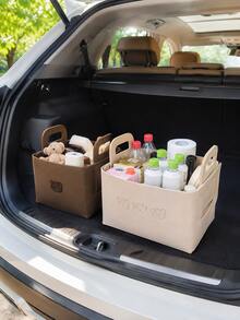 Car Trunk Storage Basket, Foldable Felt Car Storage Box, Foldable Car Rear Seat Storage Bin, Suitable For SUV, Truck, Van, Cute Bear Multi-Function Storage Bin, Home, Bedroom, Nursery Use, Portable Toy, Book, Snack Storage Basket, Camping, Outdoor Use Car Accessories - A - View 5