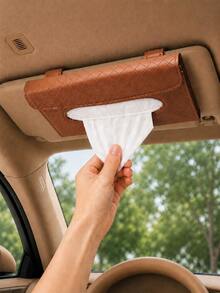 Powcan Car Sun Visor Tissue Box, Pleated PU Leather Car Tissue Holder, Hanging Tissue Storage Box, Easy To Use, Car Interior Storage Box, Car Accessories, Suitable For Drivers And Passengers, Travel Daily Use, Spring/Summer Birthday Gift, New Car Gift, Best Color - Multicolor - View 11
