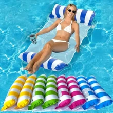 4-In-1 Portable Swimming Pool Lounge Chair, Multifunctional Inflatable Water Hammock With Saddle, Lounge Chair And Drift Functions, Perfect For Travel And Family Pool Time, Easy To Inflate, Durable PVC Pool Lounge Chair - Multicolor - View 10