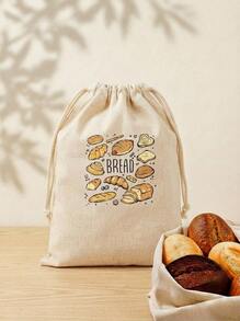 Cirelle 1 pieza Bolsa de pan de lino hecha a mano, reutilizable con diseño de cordón, adecuada para almacenar tostadas, pan, sándwiches, los mantiene talla grande frescos por talla grande tiempo - Multicolor - Ver 3