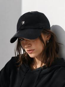 1pc Unisex Minimalist Number 7 Baseball Cap, Vintage Washed Dad Hat, Embroidered Logo, Adjustable Casual Hat, Suitable For Spring, Autumn, Summer Travel - A - View 6
