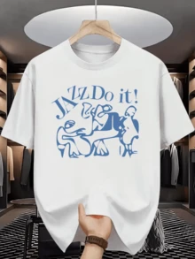 Figura abstracta de músicos de jazz tocando juntos con texto motivador JAZZ Do it camiseta de hombre - Blanco - Ver 1