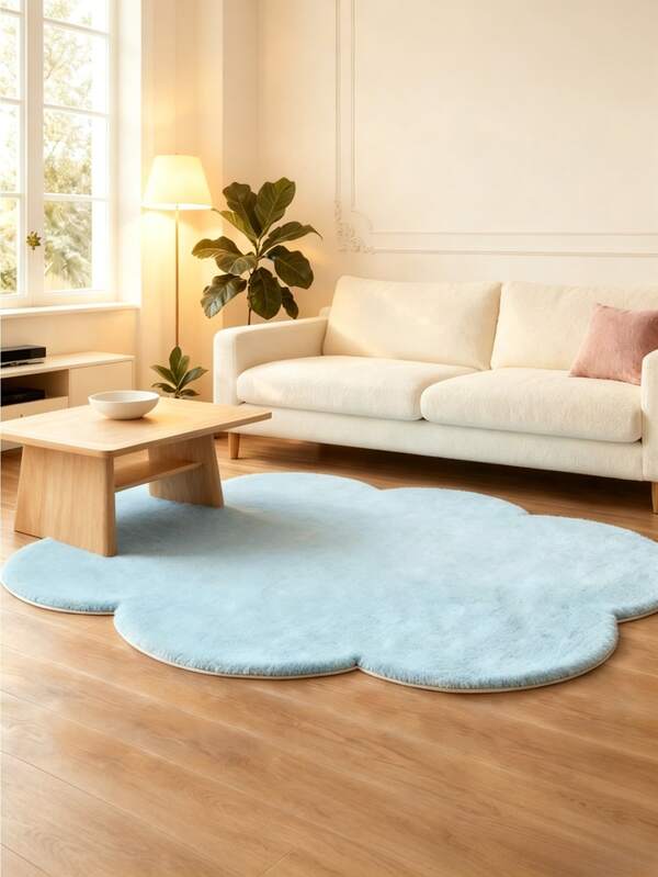 Ins Style Cute Living Room Carpet, Pink & Blue Bedroom Decor Vanity Carpet, Large Area Rug For Home, Bedroom, Lounge, Cloud Shaped Soft Plush Bedside Rug, Hallway Mat