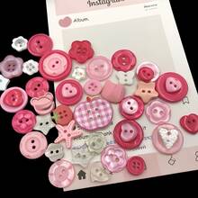 16/26/36/46/56/66/76/86Pcs Buttons, Pink Mixed Buttons/Suitable For Bracelet Charms/Pink-Apple-Heart-Bow-Pattern Random, Suitable For DIY Scrapbook Decoration And Clothing Accessories, Cute Mixed Bracelet Button Charms, Random Styles - Multicolor - View 6