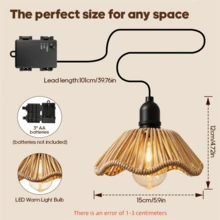 1pc Flower Shaped Rattan Pendant Light, Outdoor And Indoor LED Pendant Light, Tent Hanging Light, Courtyard Decoration, Wedding Portable Camping Site Lighting, Can Be Timed, Battery Powered (Excluding Battery) - Battery Box - View 3