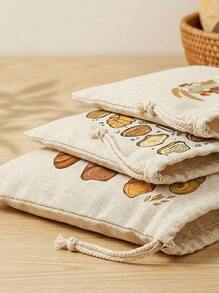 Cirelle 1 pieza Bolsa de pan de lino hecha a mano, reutilizable con diseño de cordón, adecuada para almacenar tostadas, pan, sándwiches, los mantiene talla grande frescos por talla grande tiempo - Multicolor - Ver 8
