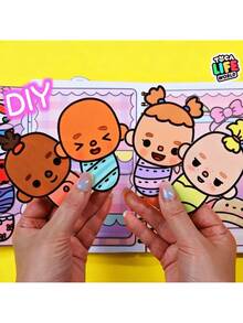 Interactive Paper Doll Quiet Book DIY Busy Book With Doll And Cat Scene, Dress-Up Role Play Activity Book, Early Education Educational Toy, Portable And Reusable Adhesive - 彩色 - 查看 11