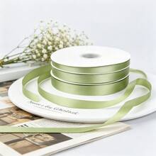 10 Yards Fresh Matcha Green Single-Sided Dense Satin Ribbon | Gift Wrapping, Floral Decoration, Clothing Accessory, Handmade DIY, Home Decor Multi-Purpose, Smooth Texture, Creates Exquisite Styles, Suitable For Daily Dressing And Gift Decoration (0.6cm/1cm/1.5cm/2.5cm/2cm) - Matcha Green - View 2