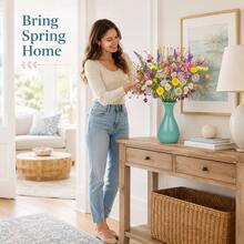 1-12pcs Colorful Spring Floral 17 Inch Spring Flower Stems Rustic Wildflower Bouquet Summer Flower Sprigs With Daisies, Suitable For Vase, Tabletop, Indoor, Wedding, Party - Multicolor - View 5