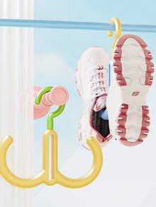1pc Shoe Drying Hook, Dopamine Color 360° Rotating Stackable Detachable Color-Block Hat & Bag Hook, Rotating Linked Hook, Bag Rack, Multi-Functional Home Underwear & Hat Hook, Drill-Free Storage Rack - Multicolor - View 7