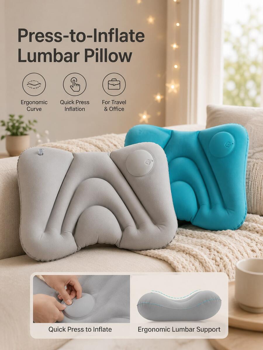 Bantal Lumbar yang Cepat Mengembang - Lembut, Portabel, dan Memberikan Dukungan Kuat - Dirancang untuk Meredakan Nyeri Punggung Bawah; Cocok untuk Relaksasi di Kantor dan Istirahat Saat Bepergian.