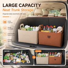 Car Trunk Storage Basket, Foldable Felt Car Storage Box, Foldable Car Rear Seat Storage Bin, Suitable For SUV, Truck, Van, Cute Bear Multi-Function Storage Bin, Home, Bedroom, Nursery Use, Portable Toy, Book, Snack Storage Basket, Camping, Outdoor Use Car Accessories - A - View 9