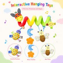 Baby Soothing Plush Toys Stroller With Hanging Rattle Toys With Twist Toys With Car Seats, Ideal Holiday Gifts (Colorful Tape & Label Colors Random) - Multicolor - View 7