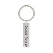 1pc Men's Slogan Pattern Engraved Keychain, Stainless Steel Rectangular Pendant, Casual Keychain, Daily Gift, Car Key Accessory, Car Ornament, Bag Charm, Campus Cute Gothic Y2K Style - Silver - View 7