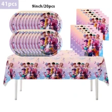41pcs K-POP Girl Group Theme Party Set, Suitable For 10 People, Disposable Birthday Party Tableware, Including Plates, Cups And Napkins. Holiday Decoration Supplies, Suitable For Camping, Picnic, Backyard BBQ And Party Decoration, Also Ideal Decoration For Halloween, Christmas And Party, And A Great Surprise Gift For Fans. - Multicolor - View 2