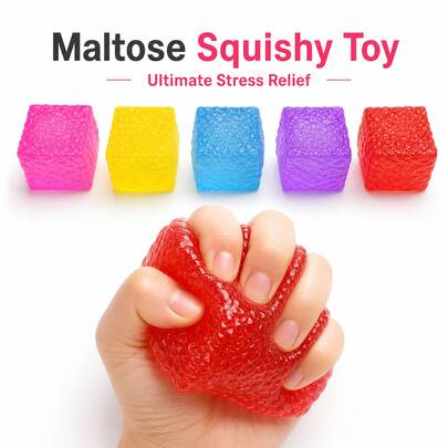 1pc Maltose Ice Cube Squishy Stress Ball, Soft Honeycomb Textured Slow Rebound Squeeze Toy, Sensory Fidget Toy For Anxiety Relief, Perfect For Party Favors, Classroom Rewards, Office Desk Toys, Goodie Bag Fillers