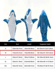 鯊魚毯子連帽衫 成人款 鯊魚造型 可穿戴毯子 舒適鯊魚睡衣 Snuggie 超柔軟保暖法蘭絨連帽毯 適合全家穿著 可穿戴鯊魚睡袋 柔軟舒適 聖誕新年禮物（建議訂購大一號） - 彩色 - 查看 22