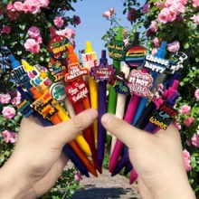 1~12pcs, Silicone Gel Ink Ballpoint Pens With Inspirational Quotes Design, Medium Tip, Durable Writing Tool, Suitable For Gifts, School, Office, Students, Employees, Back To School Supplies - A - View 2