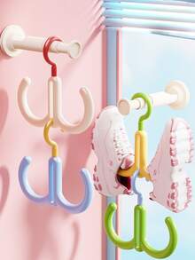 1pc Shoe Drying Hook, Dopamine Color 360° Rotating Stackable Detachable Color-Block Hat & Bag Hook, Rotating Linked Hook, Bag Rack, Multi-Functional Home Underwear & Hat Hook, Drill-Free Storage Rack - Multicolor - View 3