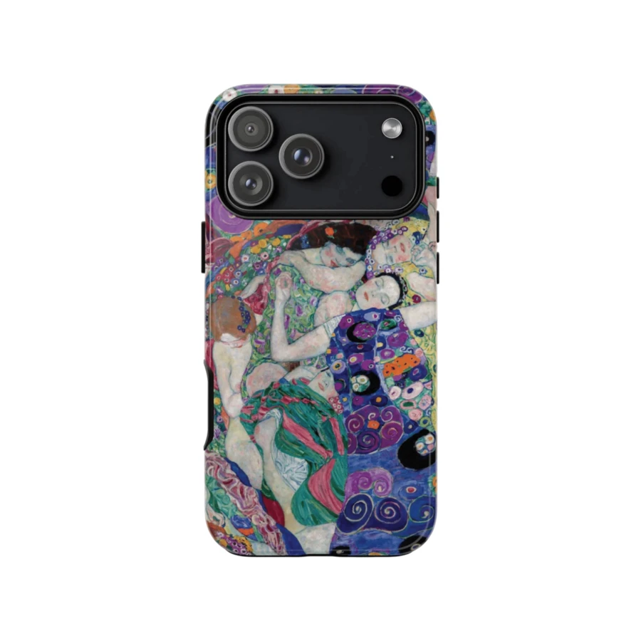 The Maiden Gustav Klimt 手機殼 藍色馬賽克藝術拼貼設計 文藝美學風 相容 iPhone 17 16 Pro Max 15 14 Plus 13 12 11 - 紫色 - 查看 1