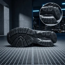 男士粗獷復古慢跑鞋 透氣網布氣墊防滑休閒運動鞋 - 黑色 - 查看 5