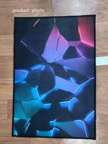 1pc Neon Geometric Fragment Floor Mat Decorative Rug, Bedroom Decor, Floor Mat, Carpet, Home Decor, Living Room Rug, Living Room Small Rug, Bedroom Rug, Living Room Home Decor, Outdoor Rug, Washable Rug - Multicolor - View 6