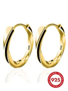 1 Pair Elegant 925 Silver Mobius Loop Resin Dangle Earrings For Women, Suitable For Daily, Party, Date - Gold - View 10