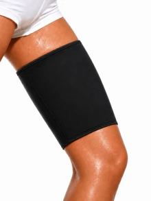 1 Pair Women's Compression Thigh Sleeves, Contrast Color, Comfortable Ring Pressure, Suitable For Fitness Equipment Training, Indoor Workout - Black - View 3