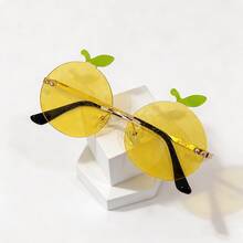 Summer Refreshing Orange Shaped Rimless Glasses, Fruit Shaped Fashion Women's Decorative Glasses, Metal Accessories, Suitable For Women - Gold - View 3
