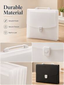 1pc Hot A4 Handheld Expanding File Folder, Large Capacity Multi-Layer Document Organizer PP Storage Bag, Office Supplies, Back To School Essential - Multiple Styles - View 5