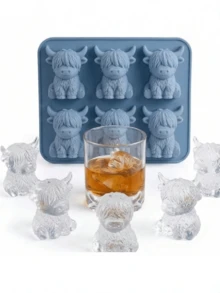1 pieza Molde de silicona para hielo con forma de vaca de las tierras altas, molde de silicona para hielo con forma de vaca de las tierras altas de dibujos animados, molde de silicona para bolas de hielo con forma de vaca linda, máquina de hielo portátil, diseño de 6 cavidades, molde de bolas de hielo de fácil liberación, herramienta para hacer hielo DIY, adecuado para refrigeradores pequeños del hogar, puede hacer lindos cubos de hielo 3D con forma de vaca de las tierras altas, esencial para vacaciones, bandeja de hielo, accesorio de cocina, molde DIY de dibujos animados, molde de hielo, adecuado para el verano - Multicolor - Ver 6