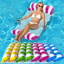 4-In-1 Portable Swimming Pool Lounge Chair, Multifunctional Inflatable Water Hammock With Saddle, Lounge Chair And Drift Functions, Perfect For Travel And Family Pool Time, Easy To Inflate, Durable PVC Pool Lounge Chair - Multicolor - View 9