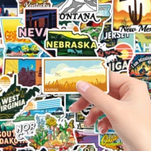 50pcs Landscape Travel Illustration USA State Map Creative Cartoon Decorative Bicycle Envelope Stickers - Map Of the United States - 2044 - View 7