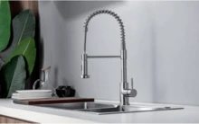 Monobloc Silver Kitchen Mixer Tap With Pull Out Hose – Single Lever Sink Tap For Kitchen, 2 Spray Modes - Silver - View 10