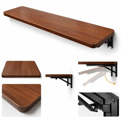 1 pieza Mesa plegable montada en la pared, escritorio de almacenamiento multifuncional flotante, mesa de estantería recta multiusos montada en la pared para el dormitorio del hogar