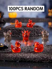1/5/10/20/50/100pcs Glowing Mini Demon Duck Home Decor Miniature Satan Devil Duck Halloween Decoration Fairy Garden Accessories Desktop Ornament Micro Landscape DIY Handmade Car Home Night Light Decoration Gift - Multicolor - View 8
