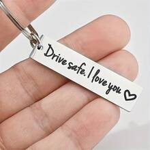 1pc Men's Slogan Pattern Engraved Keychain, Stainless Steel Rectangular Pendant, Casual Keychain, Daily Gift, Car Key Accessory, Car Ornament, Bag Charm, Campus Cute Gothic Y2K Style - Silver - View 6
