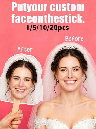 Personalized Items Custom Photo Face Fans, Funny Big Head Cutout Sticks, Wedding Party Supply, Make The Bride Laugh, Bridal Shower Favors, Bachelorette Party Decorations, Wedding Reception Photo Props, Engagement Celebration Supplies, 1/5/10/20PCS