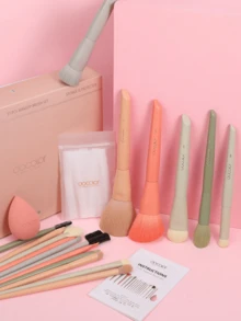 docolor 17pcs Professional Makeup Brush Set | Complete Face And Eye Makeup Set, Vegan, Cruelty-Free Synthetic Bristles And Wooden Handles, Essential Portable Professional Makeup Brush Set | Perfect Gift For Christmas, Birthday And Valentine's Day | Elegantly Packaged Gift Set, Suitable For Her, Best Friend And Makeup Enthusiasts - 彩色 - 查看 6